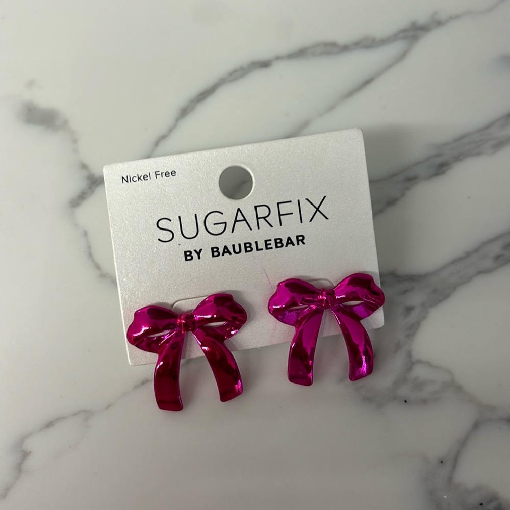 Pink Bow Earrings